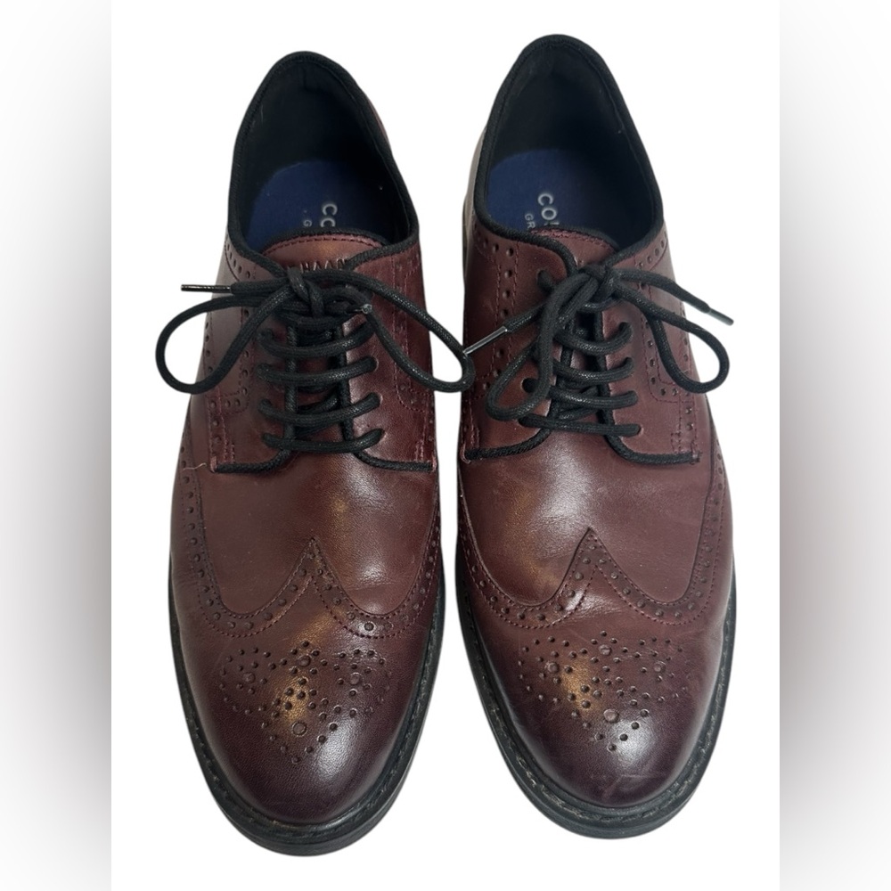 Cole Haan Men's Grand Series Wingtip Oxford Leather Shoes in Burgundy‎ Size 9